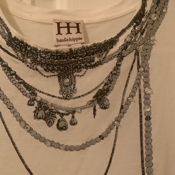 Haute Hippie white embellished tee - Picture 2 of 3